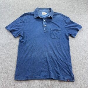 Faherty Men's Small Polo‎ Shirt Blue Short Sleeve Soft Knit Vintage Wash Beach